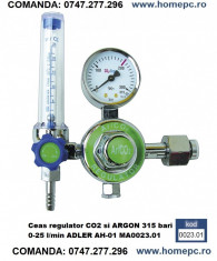 Ceas regulator CO2 si ARGON 315 bari 0-25 l/min ADLER AH-01 MA0023.01 foto