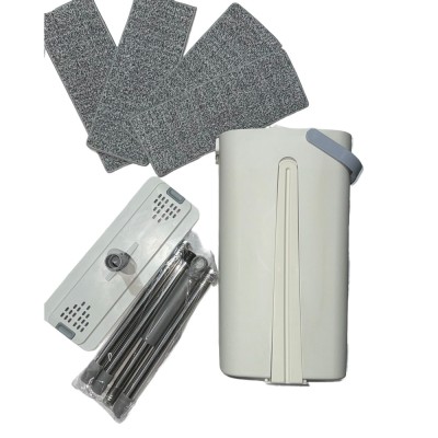 Set de Curatenie, Flippy, Mop si Galeata, Capacitate 5.7 l, 4 Rezerve Microfibra Incluse, Plastic, Utilizare Umeda/Uscata, Stoarcere Fara Maini, Albas foto