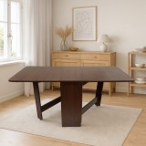 Masa plianta MD1, bucatarie si living, Pal Melaminat, colturi rotunjite, 6 persoane, 160x80x75 cm, wenge