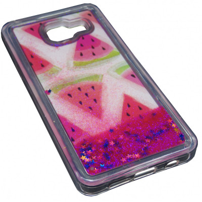 Husa capac spate plastic Liquid Glitter Watermelon rosu pentru Samsung Galaxy A3 2016 foto