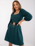 Cumpara ieftin Rochie verde inchis cu centura si volane de Betty - M(38)