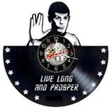 Ceas Perete Vinil Star Trek Mr Spock Live Long and Prosper Negru 30cm Decorativ