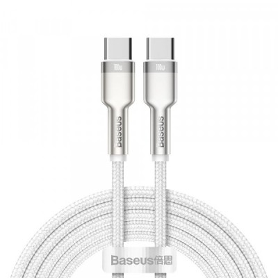 Cablu Date si Incarcare USB-C - USB-C Baseus Cafule, 100W, 2m, Alb CATJK-D02 foto