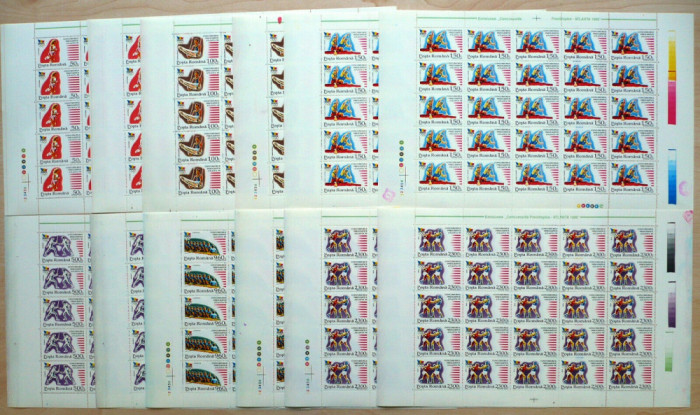 Ro-157-ROMANIA 1995-Lp 1397-Jocurile Preolimpice ATLANTA -6 coli cu 50 timbre