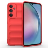 Husa pentru samsung galaxy a35 5g, antisoc, margini cu striatii, design minimalist, red