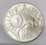 GERMANIA 10 MARCI MARK 1972 LITERA J J.O. MUNCHEN ARGINT STARE UNC