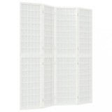 Cumpara ieftin Paravan pliabil cu 4 panouri, stil japonez, alb, 160x170 cm