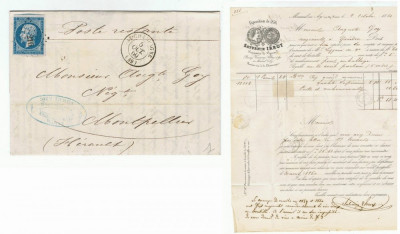 France 1860 Cover + Content AY CHAMPAGNE MARNE to MONTPELLIER D.702 foto