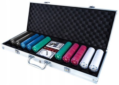 Set de poker cu 500 jetoane numerotate,trusa depozitare din aluminiu - Multicolor foto
