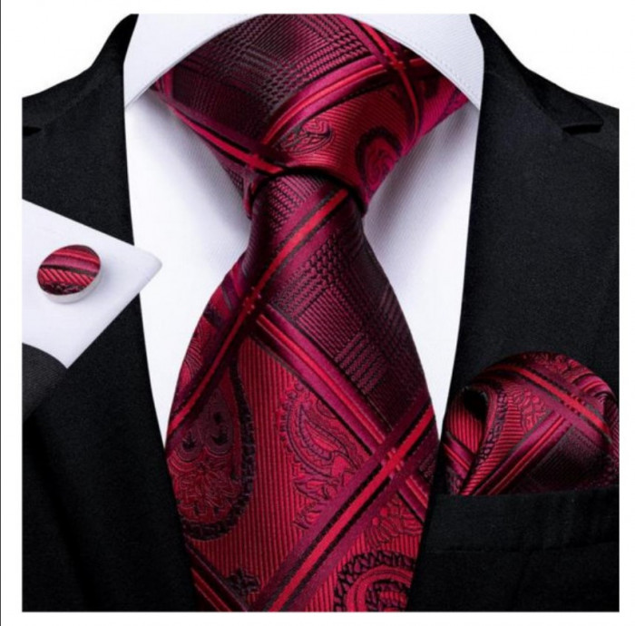 Set cravata + batista + butoni - matase - model 166