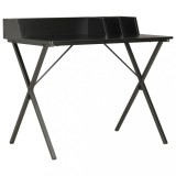Birou vidaXL Negru 80x50x84 cm, Design Modern, Lemn si Otel, Birou Calculator, Masa Scris