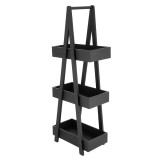 Raft 3 Niveluri Mdf/Bambus 80X30X18,5 Cm &ndash; Negru | Mobilier Depozitare Baie