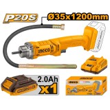 Vibrator beton cu acumulator 20V INGCO CCVLI2023011, 2300 rpm, cu 1 acumulator 2.0Ah si incarcator