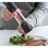 Cumpara ieftin Rasnita Sare si Piper 2 in 1, Negru, Macinare Ajustabila, Acril, 22cm, Multifunctionala, Design Modern