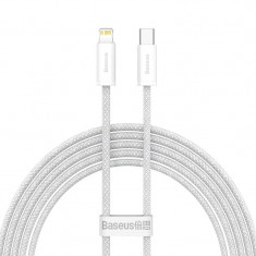 Cablu Alimentare si Date Baseus Dynamic Fast Charging USB Type-C la Lightning Iphone PD 20W braided 2m Alb