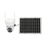 Camera supraveghere cu lentila duala 3MP, 4G, WIFI 2.4 GHz cu panou solar, baterie 9000 mAh, PTZ control, detectie umana PIR, night vision si aplicati