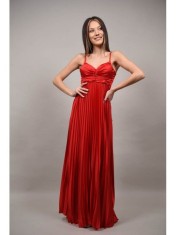 ROCHIE LUNGA DE OCAZIE PLISATA SPATE CUT OUT SI CUPE ROSINA NEALLY Rosu TALIE UNICA