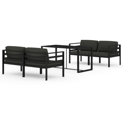 Set mobilier de gradina cu perne, 5 piese, antracit, aluminiu foto