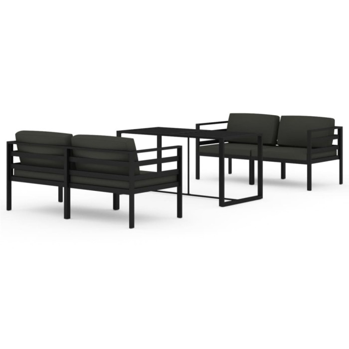 Set mobilier de gradina cu perne, 5 piese, antracit, aluminiu