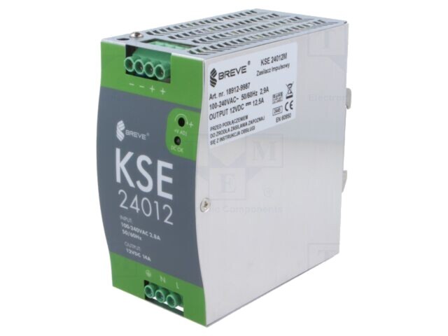 Alimentator pulsatoriu BREVE TUFVASSONS pentru şină DIN 168W 12VDC 14A IP20