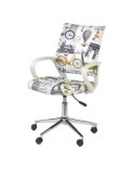 Scaun birou copii HM Ibis Paris, Ergonomic, Spatar curbat, Cadru Cromat, Stofa, Inaltime ajustabila, 100 Kg, Multicolor