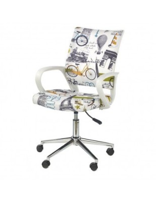 Scaun birou copii HM Ibis Paris, Ergonomic, Spatar curbat, Cadru Cromat, Stofa, Inaltime ajustabila, 100 Kg, Multicolor foto