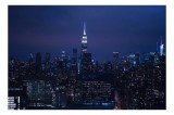 Tablou Canvas Skyline Oraș Sub Cerul de Noapte Siluetă Urbană, 39 x 26 cm, CMCLASS