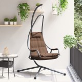 vidaXL Scaun Suspendat cu Stativ și Pernă Cafea, Oțel, 95x105x195cm, Max 120kg, Maro, Exterior