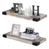 Set 2 rafturi de perete Qilicz, 40 x 18 x 2.5 cm, lemn, maro, alb