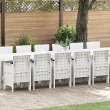 Set de Masă pentru Grădină vidaXL cu 17 Piese cu Pernițe Ratan Alb, Masă pentru Grădină vidaXL Alb 250x100x73 cm Ratan Polietilen, Masă pentru Grădină