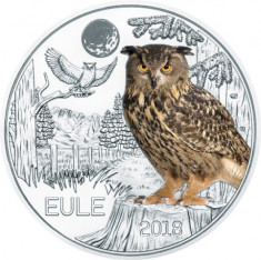 AUSTRIA 2018 - 3 Euro - seria monedelor cu animale ?Creaturi colorate - Bufnita? foto