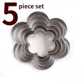 Set forma fursecuri, 5 piese, model floare,metal,argintiu