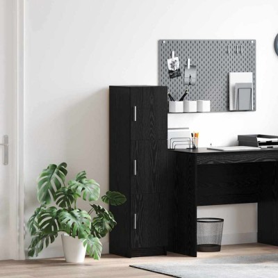 Sideboard Negru de Stejar Stejar Negru MDF și Lemn Medie foto