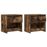 VidaXL Noptiere, 2 buc., stejar afumat,40x30x39 cm, lemn prelucrat