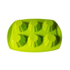 Forma silicon, Pentru prajituri, 6 cavitati, Verde, 29 cm, 344COF