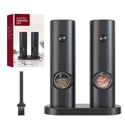 Set 2 rasnite pentru condimente, suport dedicat, indicator LED, grosime reglabila, maner antiderapant, negru foto