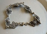 Brățară vintage din argint de 925, cu modele florale, patina foarte frumoasă, influente Jugendstill, de colectie