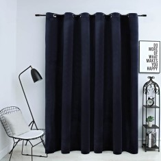 vidaXL Draperie opacă cu inele metalice, negru, 290 x 245 cm, catifea 134491