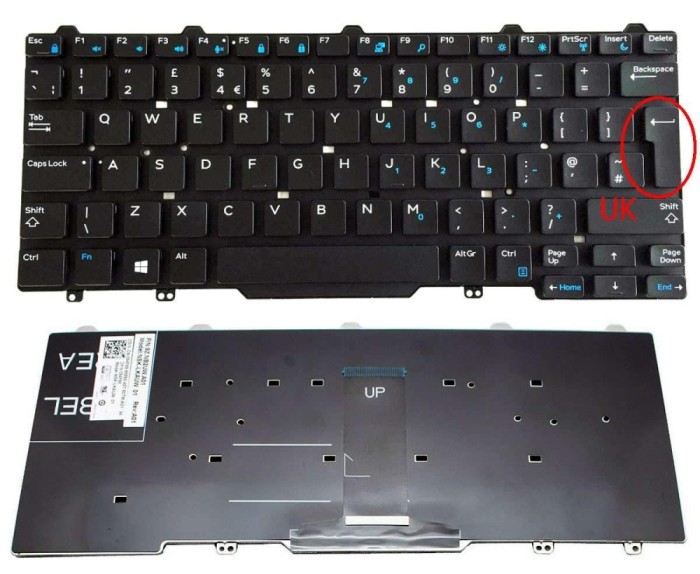 Tastatura Dell Latitude E7450 layout UK fara rama enter mare SINGLE POINT, Latitude E7470 layout UK fara rama
