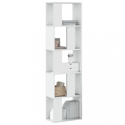vidaXL Bibliotecă cu 5 niveluri, alb 45x23,5x162,5 cm lemn prelucrat foto
