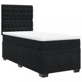 Cumpara ieftin Pat box spring cu saltea, negru, 90x200 cm, catifea