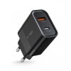 Incarcator Retea Tech-Protect C30W, 30W, 3A, 1 x USB-A - 1 x USB-C, Negru, Universal