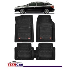 Covorase Auto TeamCar&reg; Tip Tavita Compatibile Renault Laguna III (2007-2015) Negru Material Rezistent