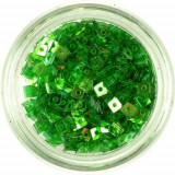 Confetti transparent cu gaură - mici pătrate verzi, INGINAILS