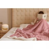Cumpara ieftin Patura Cocolino cu Blanita Uni, Model Tricotat-JO263 ROZ