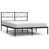 Cumpara ieftin Cadru de pat metalic cu tablie, negru, 120x200 cm