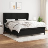 vidaXL Pat box spring cu saltea, negru, 180x200 cm, catifea
