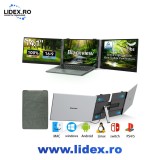 Blackview Monitor Extensibil Portabil 14" FHD 1080P IPS, Triple Ecran pentru Laptop 13-17", Compatibil Mac/Windows/ Android/Telefon/Tableta, Difuzor,