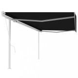 VidaXL Copertină retractabilă automat, cu st&acirc;lpi, antracit, 5x3,5 m