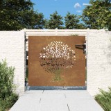 vidaXL Poartă pentru grădină, 85x75 cm, oțel corten, model copac
